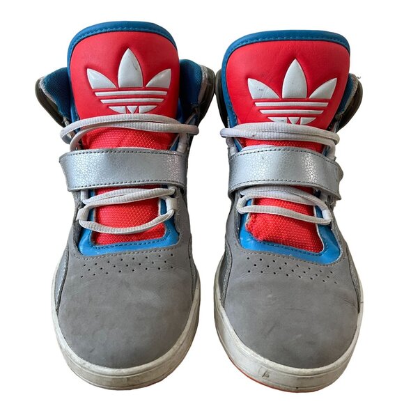Adidas Kids High-Top Sneakers Youth Size 6.5 Gray & Red - Picture 2 of 8
